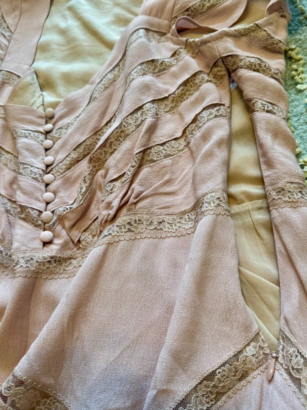 Free People Dusty Pink Elle Lace Shadow Stripe Mini Dress 8 - Picture 16 of 16
